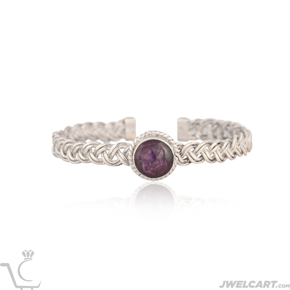 Star Ruby Knotted Silver cuff
