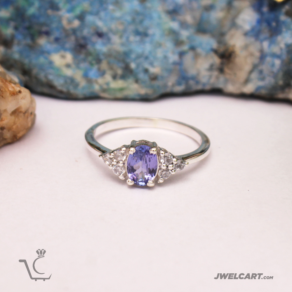 natural tanzanite stone silver ring jwelcart.com
