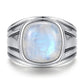 The handcrafted character of this men's moonstone ring makes it especially appealing to those who enjoy artisan jewelry and unique handmade designs. Each natural gemstone may display individual variations in color, pattern, inclusions, and natural flash, making your ring one of a kind. The sterling silver setting complements the gemstone while providing a classic precious-metal foundation that can be styled with jeans, jackets, boots, casual clothing, streetwear, or more dressed-up outfits.