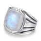 Whether you are searching for a men's Rainbow Moonstone ring, natural moonstone jewelry, 925 sterling silver men's ring, handmade gemstone ring, bold statement ring, hip hop style ring, biker-inspired jewelry, vintage silver ring, boho men's jewelry, or a unique gift for him, this handcrafted design brings together natural gemstone character and artisan silver craftsmanship in one distinctive piece.