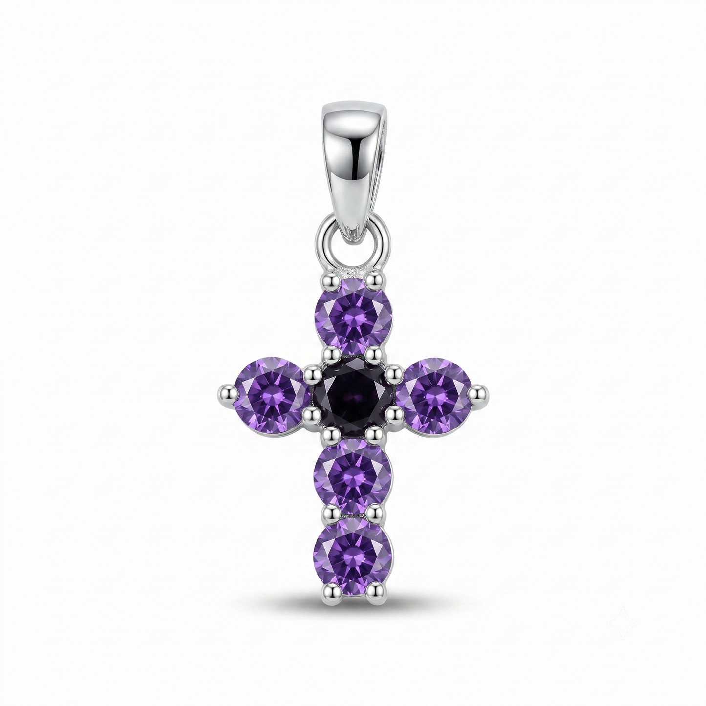 Celebrate your faith with the elegant Jwel Cart 925 Sterling Silver Amethyst Cross Pendant, a timeless piece of Christian jewelry crafted for both men and women. Made from genuine 925 sterling silver, this beautiful cross pendant showcases natural amethyst gemstones in a classic cross design. The vibrant purple gemstones create a striking contrast against the polished silver, making it a meaningful and stylish accessory for everyday wear.