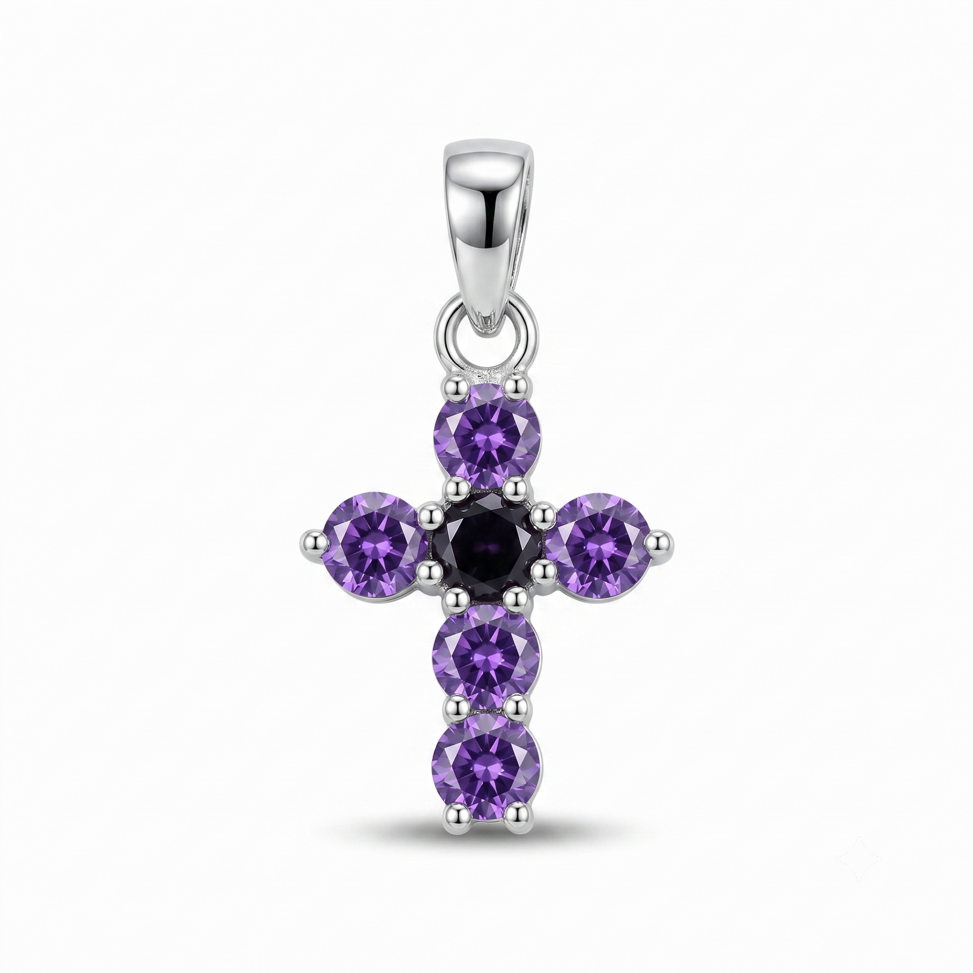 Celebrate your faith with the elegant Jwel Cart 925 Sterling Silver Amethyst Cross Pendant, a timeless piece of Christian jewelry crafted for both men and women. Made from genuine 925 sterling silver, this beautiful cross pendant showcases natural amethyst gemstones in a classic cross design. The vibrant purple gemstones create a striking contrast against the polished silver, making it a meaningful and stylish accessory for everyday wear.