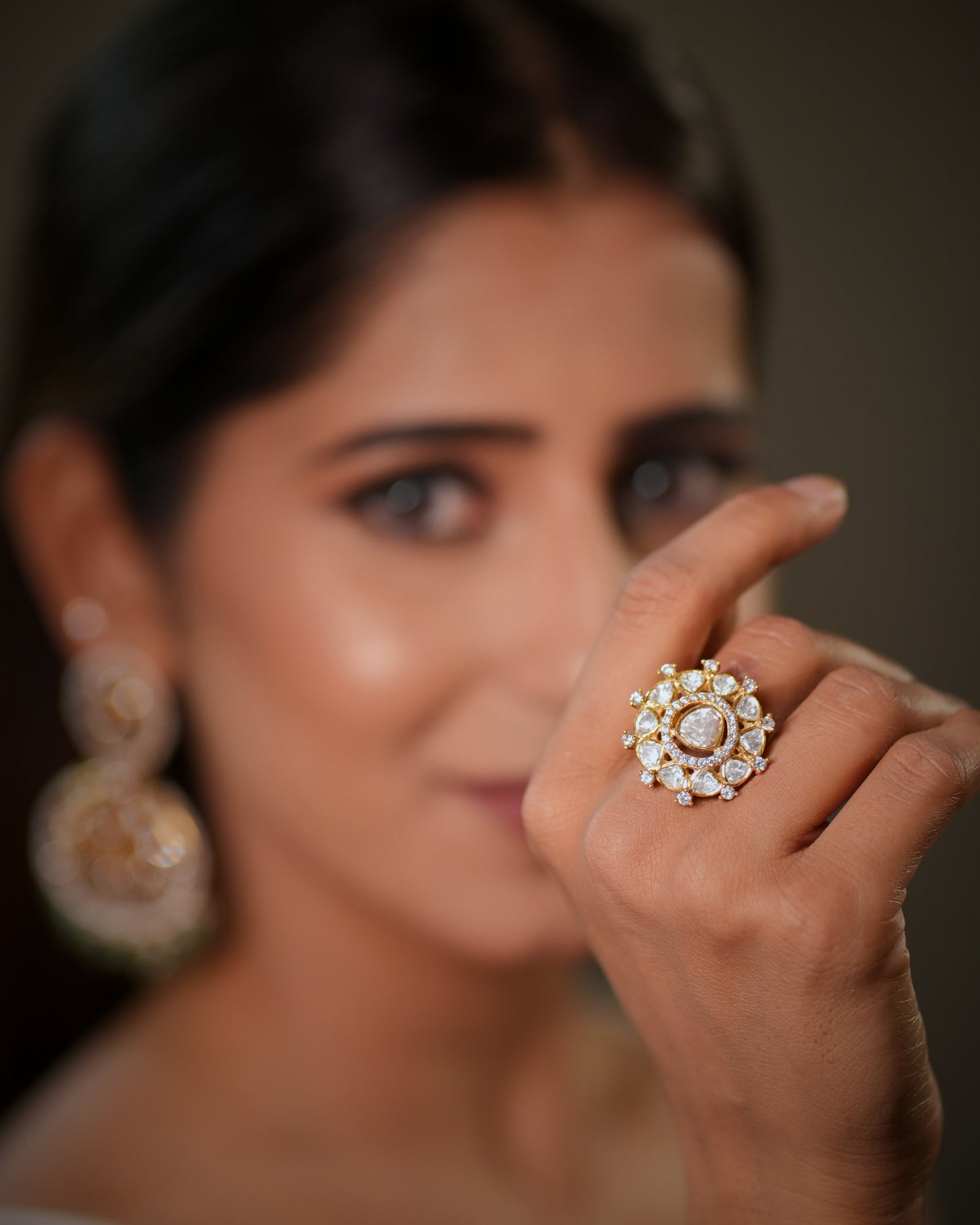 Jaipur jewellery craftsmanship, traditional Indian design, floral cocktail styling, luxury bridal accessories, ethnic glamour jewellery, women fashion jewellery, royal cocktail ring aesthetics, and premium festive elegance, this ring becomes a must have in every jewellery collection. Keywords: moissanite polki ring, 925 sterling silver ring, gold plated cocktail ring, adjustable bridal ring, designer statement ring, bridal jewellery ring, floral polki ring, luxury indian jewellery, jaipur handmade jewellery