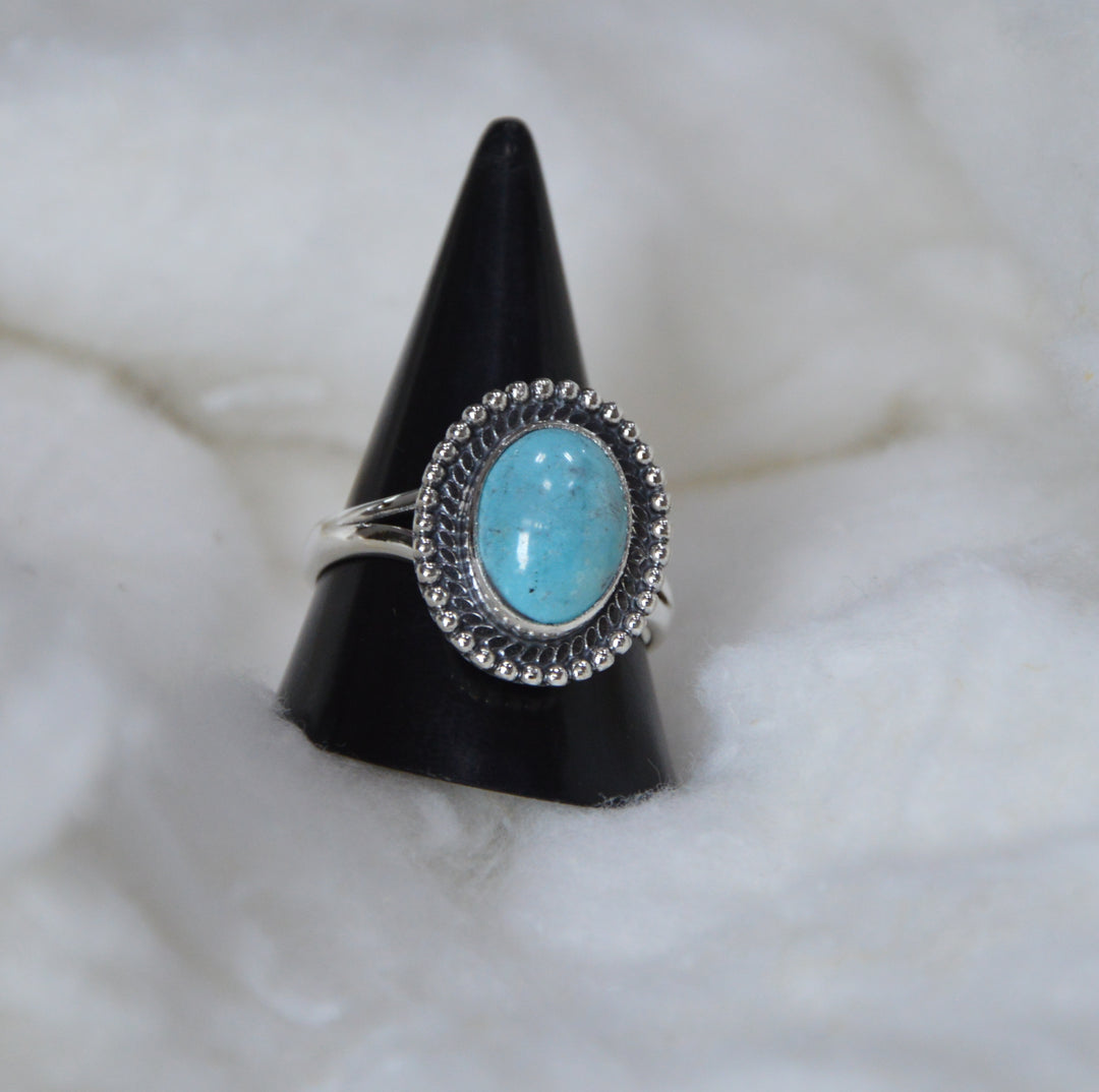 Silver Ring in Turquoise Stone in 925 Sterling Silver with Black Oxidized  Polish Unisex Design
