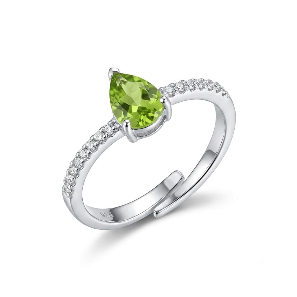 Natural Peridot Ring 925 Sterling Silver Women's Eternity Band Gift for Her