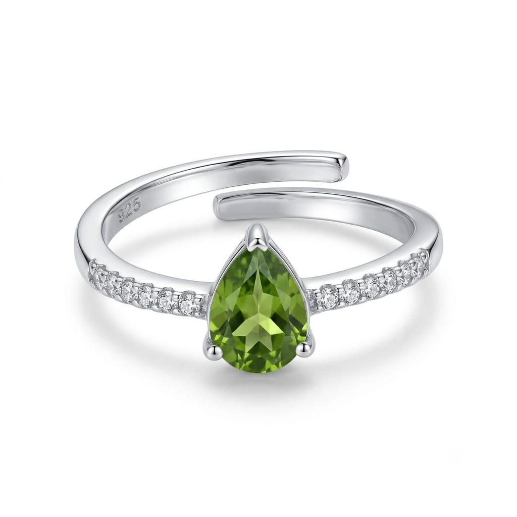 Natural Peridot Ring 925 Sterling Silver Women's Eternity Band Gift for Her
