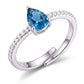 Women's Blue Topaz Ring Solid 925 Sterling Silver Handmade Womens Jewelry Gift for Her Adjustable Eternity Bamd Statement Birthstone Ring