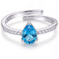 Women's Blue Topaz Ring Solid 925 Sterling Silver Handmade Womens Jewelry Gift for Her Adjustable Eternity Bamd Statement Birthstone Ring