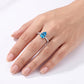 Women's Blue Topaz Ring Solid 925 Sterling Silver Handmade Womens Jewelry Gift for Her Adjustable Eternity Bamd Statement Birthstone Ring