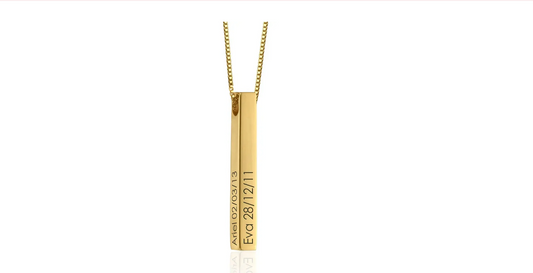 Bar Necklace / Couple Necklace ~ Customized Name & Dates ~Couple Gifts~22k Gold Plated