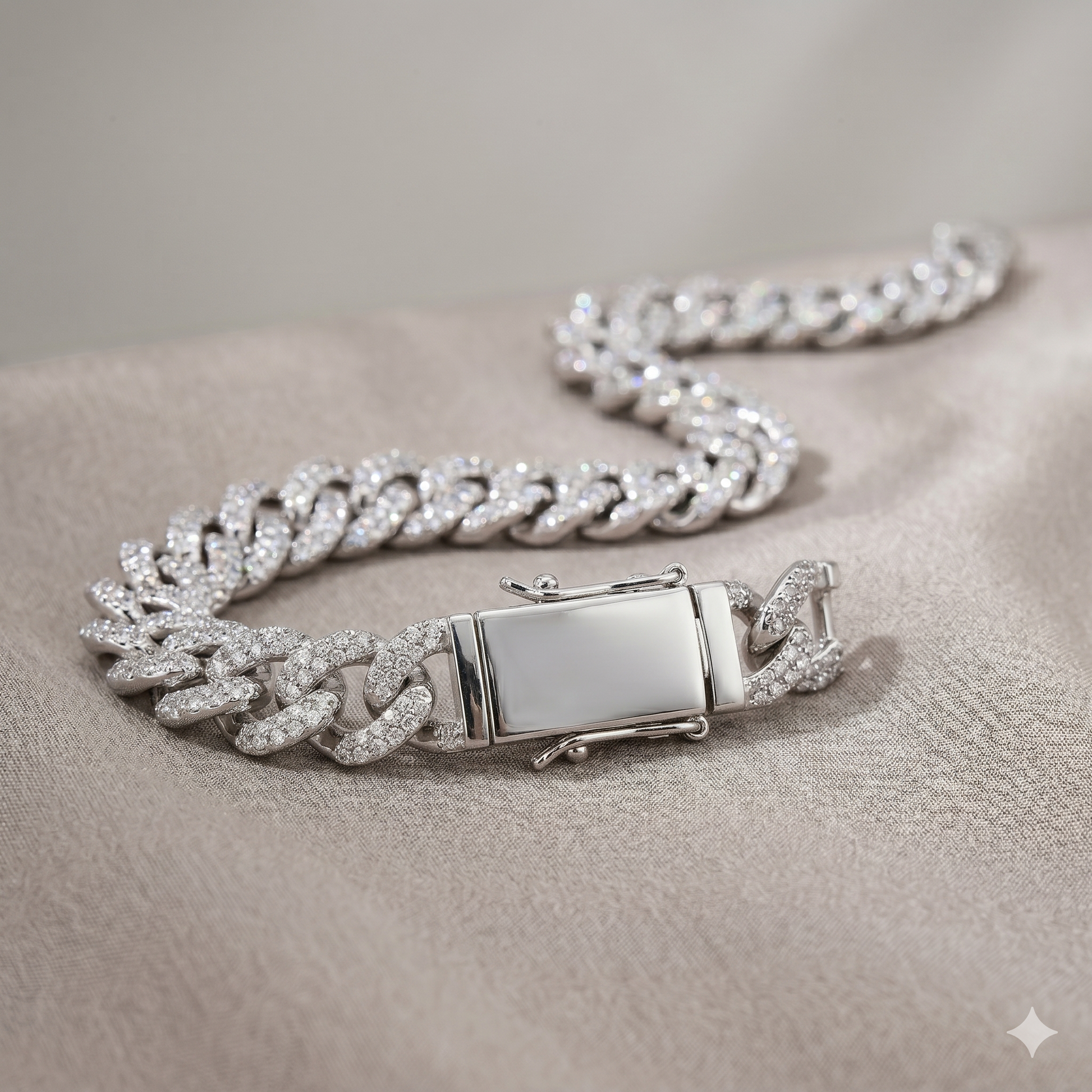 trending mens jewelry styles and is popular among celebrities, influencers, and hip hop fashion lovers. This mens silver bracelet is perfect for pairing with watches, rings, and casual streetwear outfits. The iced out bracelet look with American diamond stones gives extra shine and luxury appeal. This silver bracelet for boys and men is ideal for those who love bold fashion jewelry with modern urban styling. The premium sterling silver Cuban bracelet suits casual wear, party wear, and luxury fashion styling