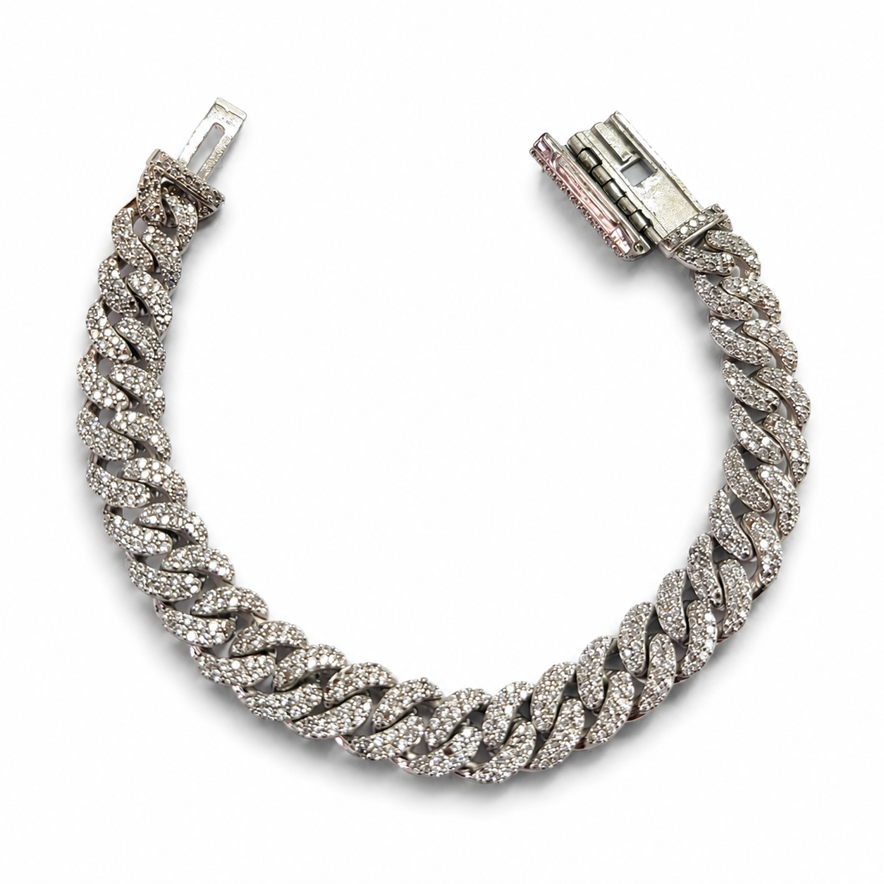 This silver mens bracelet in Cuban chain style is the perfect combination of luxury, fashion, and modern streetwear style for men. Crafted in 925 sterling silver with a premium silver plated finish, this Cuban chain bracelet for men gives a bold and stylish look that instantly upgrades any outfit. The chunky Cuban link bracelet design with sparkling American diamonds creates a luxury hip hop jewelry vibe loved by fashion-forward men and boys. This sterling silver bracelet for men is designed for those who l