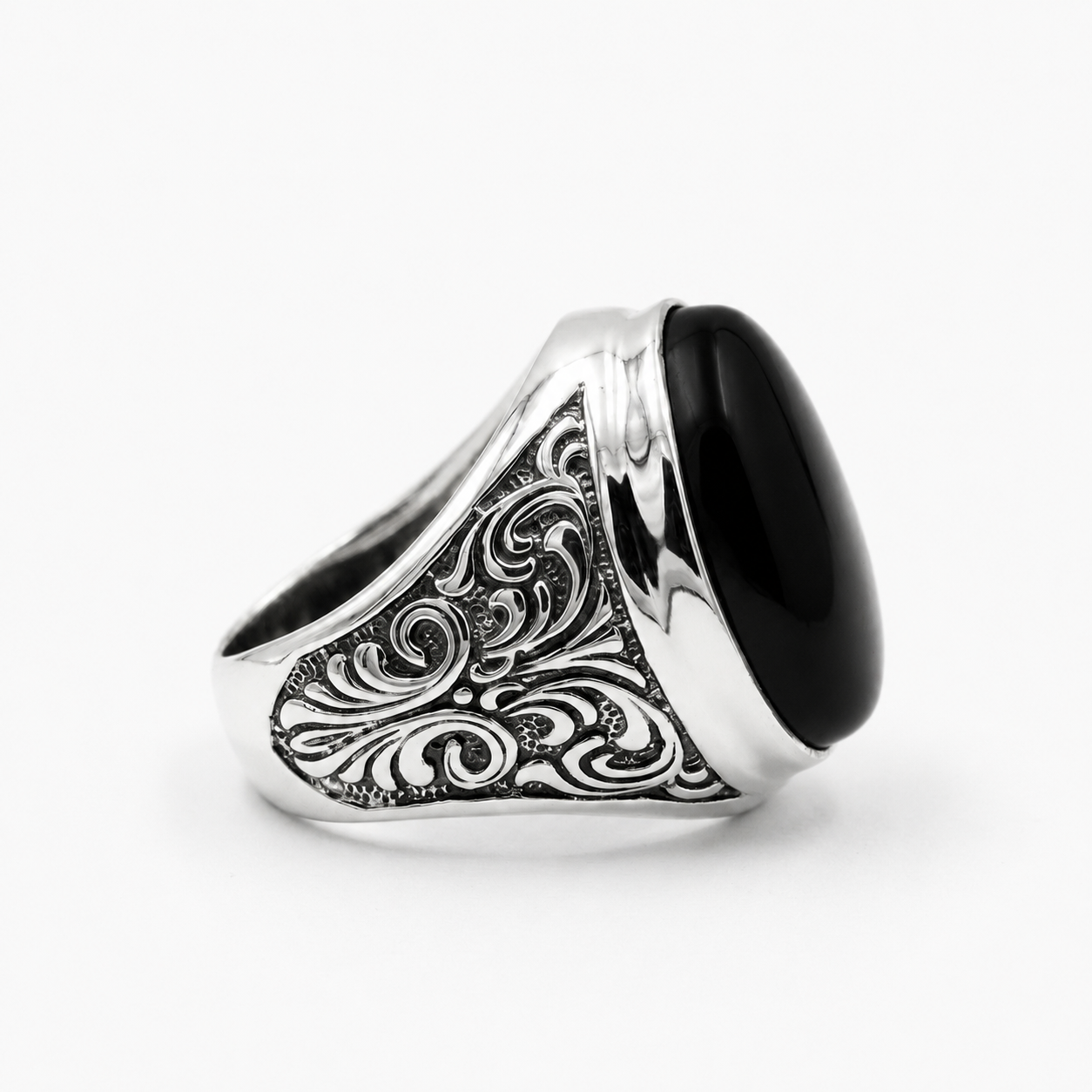 Jaipur, India, a city known worldwide for its exceptional jewelry craftsmanship and gemstone cutting expertise. The premium 925 Sterling Silver construction ensures durability, comfort, and long-lasting shine while maintaining the authentic feel of handmade jewelry. The oxidized polish gives the ring an antique appearance that becomes even more attractive over time. Natural Black Onyx has been admired for centuries for its rich black beauty and elegant appearance, making it one of the most popular gemstones