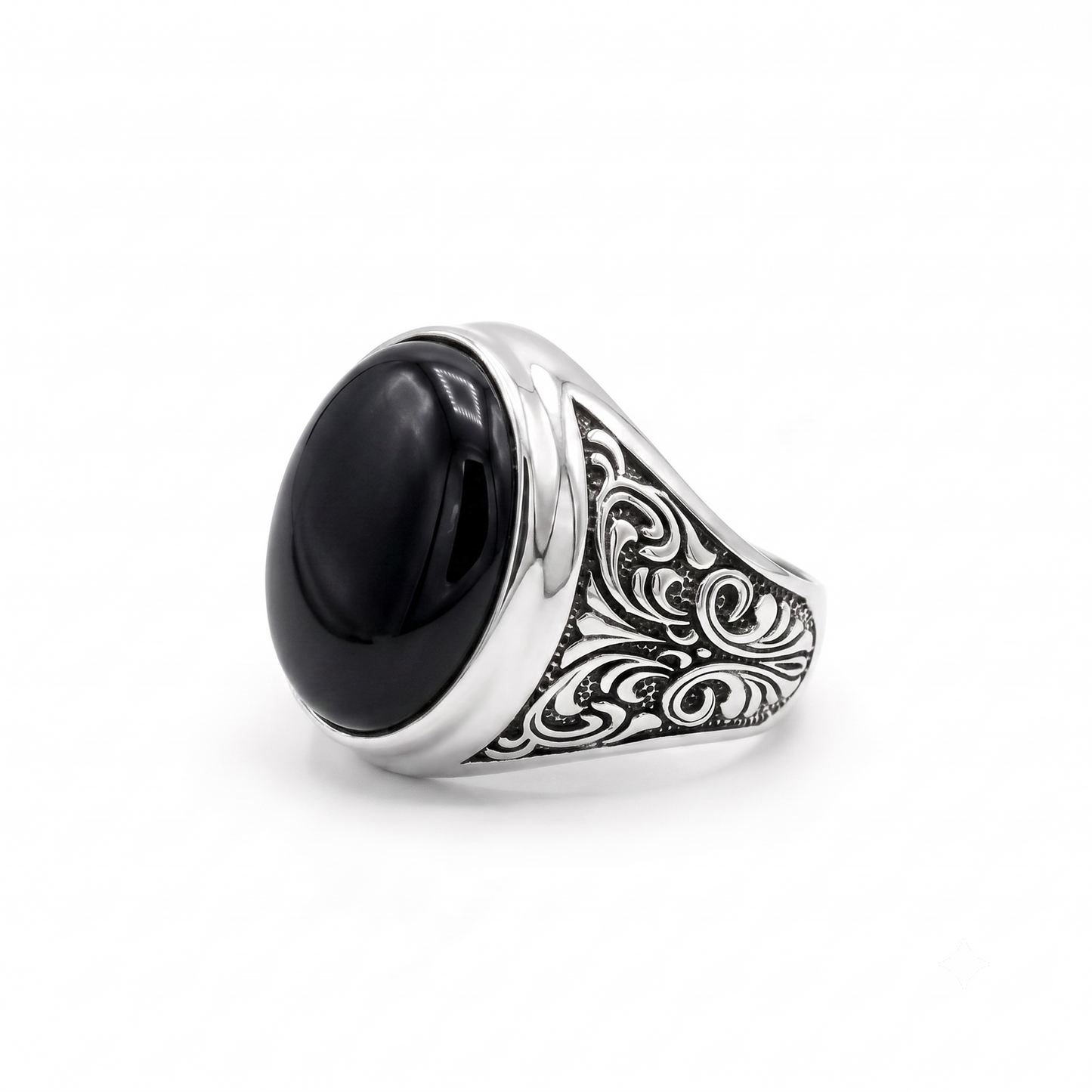 admired for centuries for its rich black beauty and elegant appearance, making it one of the most popular gemstones in men's jewelry collections around the world. This gemstone symbolizes strength, determination, confidence, and protection, making it a meaningful gift for fathers, husbands, brothers, boyfriends, sons, or friends. The bold signet-inspired design appeals to men who appreciate luxury fashion, streetwear, rock style, hip hop culture, biker accessories, gothic fashion, western style, and contemp