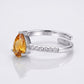 Natural Citrine Ring 925 Sterling Silver Women's Citrine Ring Adjustable Eternity Band
