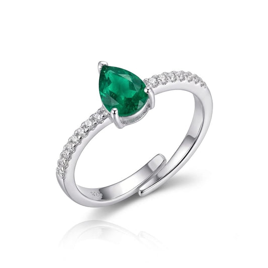 Women's Emerald Ring with CZ Gemstone  Solid 925 Sterling Silver Handmade Jewelry Gift for Her