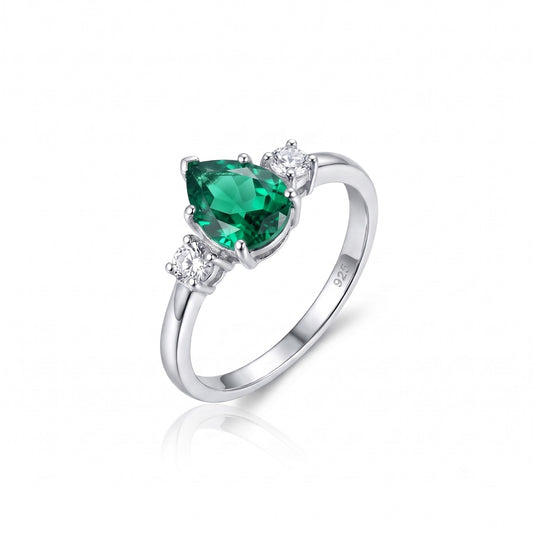Women's Emerald Ring with CZ Gemstone  Solid 925 Sterling Silver Handmade Jewelry Gift for Her (Copy)