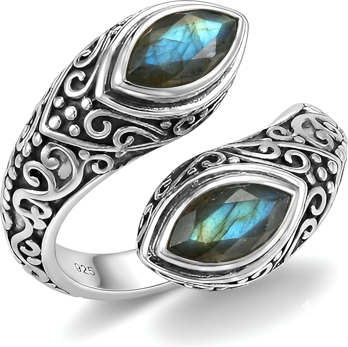 Women's Labradorite Ring Gift for Her Adjustable Eternity Band with Gemstone Jewelry 925 Sterling Silver Handmade Jewelry (Copy) (Copy)