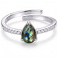 Women's Labradorite Ring Gift for Her Adjustable Eternity Band with CZ Gemstone Jewelry 925 Sterling Silver Handmade Jewelry