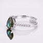 Women's Labradorite Ring Gift for Her Adjustable Eternity Band with CZ Gemstone Jewelry 925 Sterling Silver Handmade Jewelry