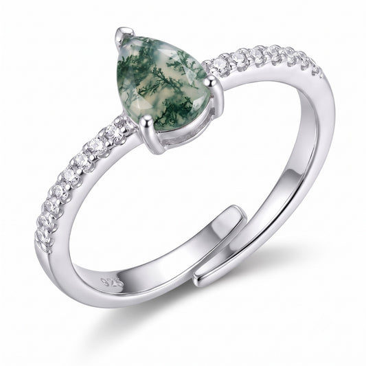 Natural Moss Agate Ring Solid 925 Sterling Silver Handmade Gemstone Jewelry Women's Moss Agate Ring Gift for Her Statement Jewelry Womens Adjustable Band (Copy)