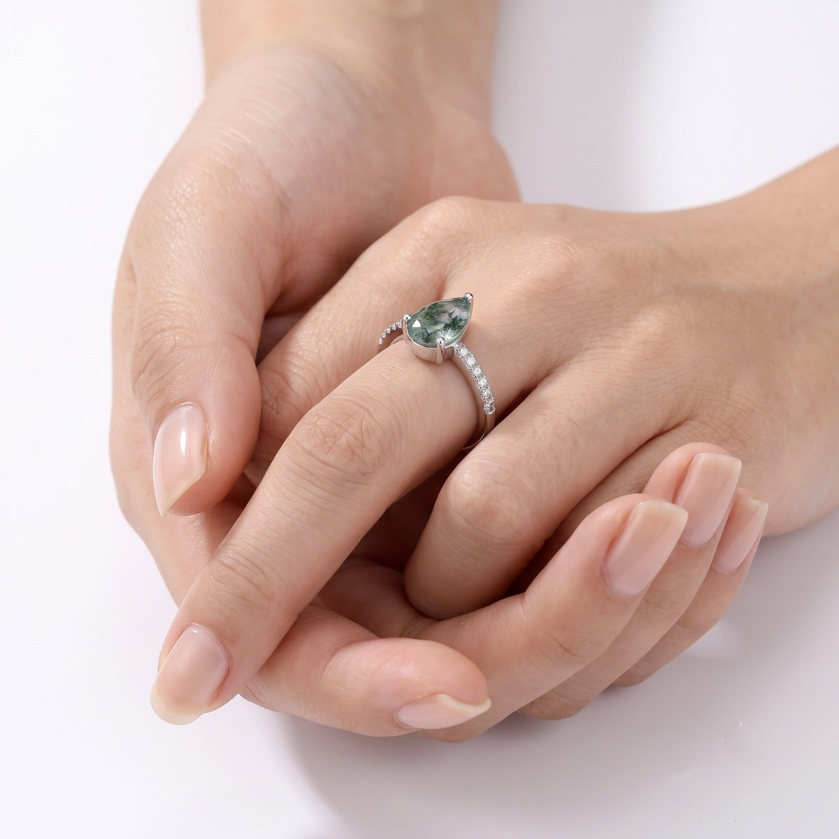Natural Moss Agate Ring Solid 925 Sterling Silver Handmade Gemstone Jewelry Women's Moss Agate Ring Gift for Her Statement Jewelry Womens Adjustable Band (Copy)