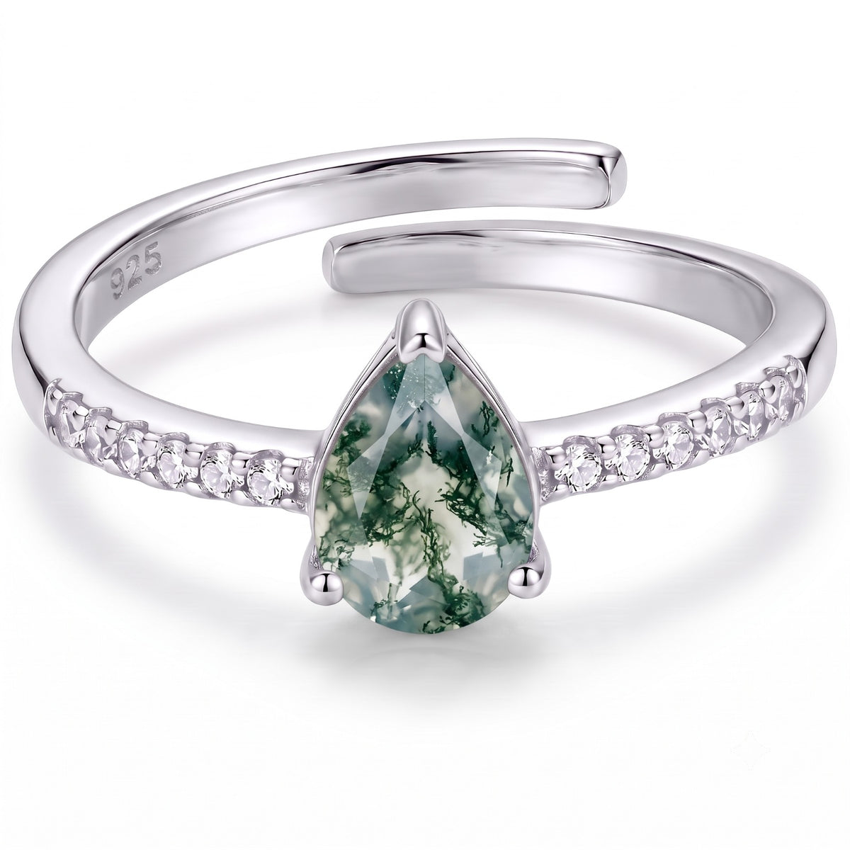 Natural Moss Agate Ring Solid 925 Sterling Silver Handmade Gemstone Jewelry Women's Moss Agate Ring Gift for Her Statement Jewelry Womens Adjustable Band (Copy)