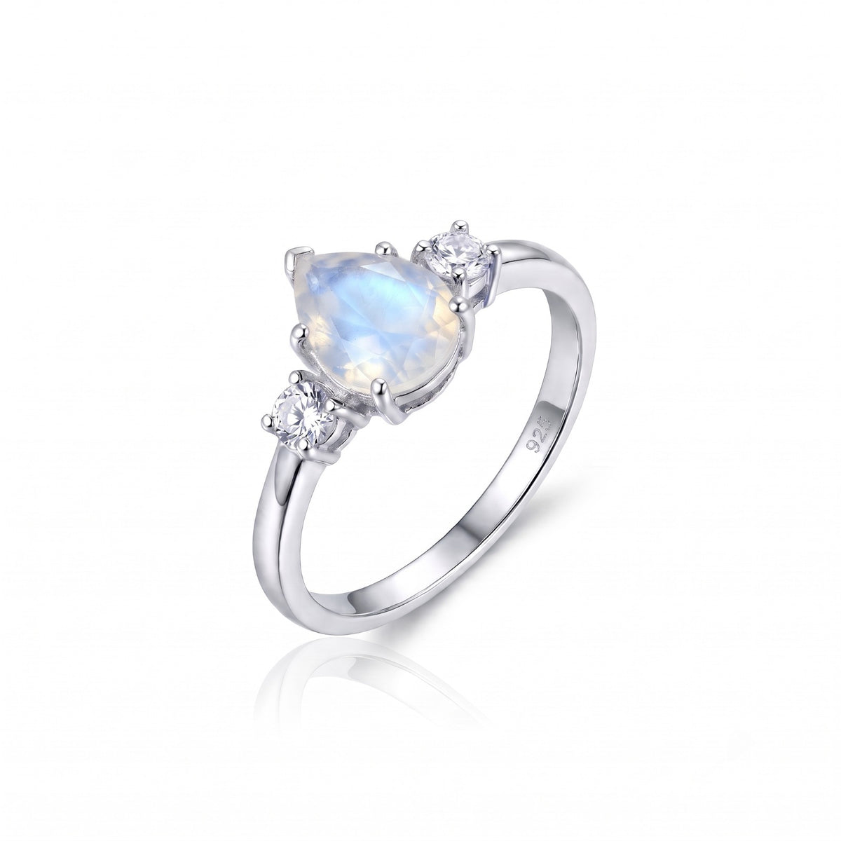 Natural Rainbow Moonstone Ring 925 Sterling Silver Women's Moonstone Ring