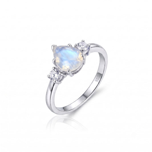 Natural Rainbow Moonstone Ring 925 Sterling Silver Women's Moonstone Ring