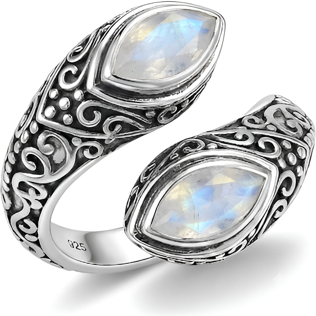 Natural Rainbow Moonstone Ring 925 Sterling Silver Women's Moonstone Ring