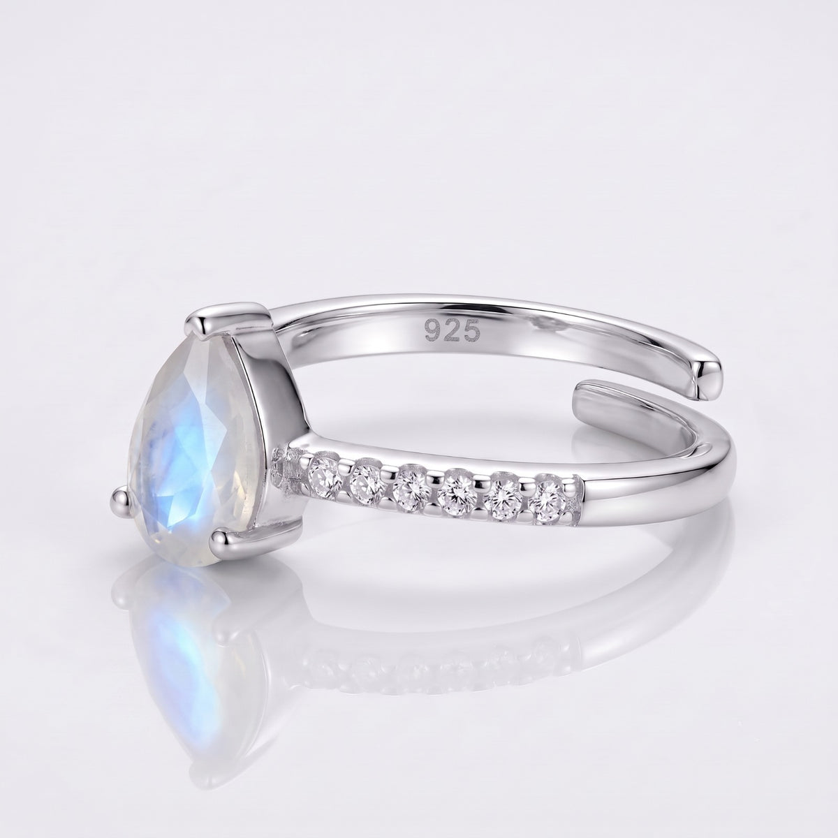 Natural Rainbow Moonstone Ring 925 Sterling Silver Women's Moonstone Ring
