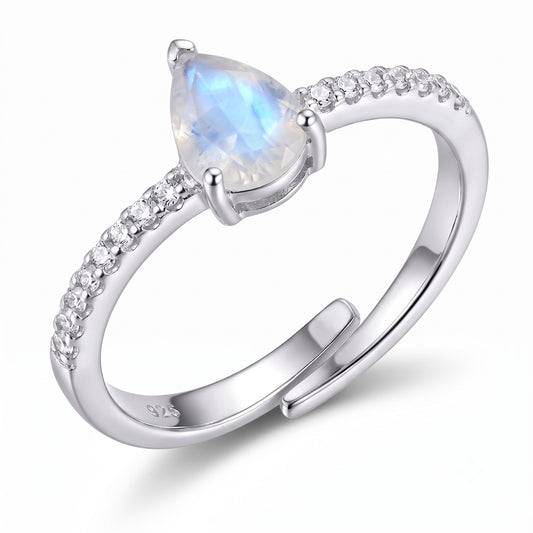 Natural Rainbow Moonstone Ring 925 Sterling Silver Women's Moonstone Ring