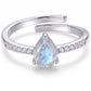 Natural Rainbow Moonstone Ring 925 Sterling Silver Women's Moonstone Ring