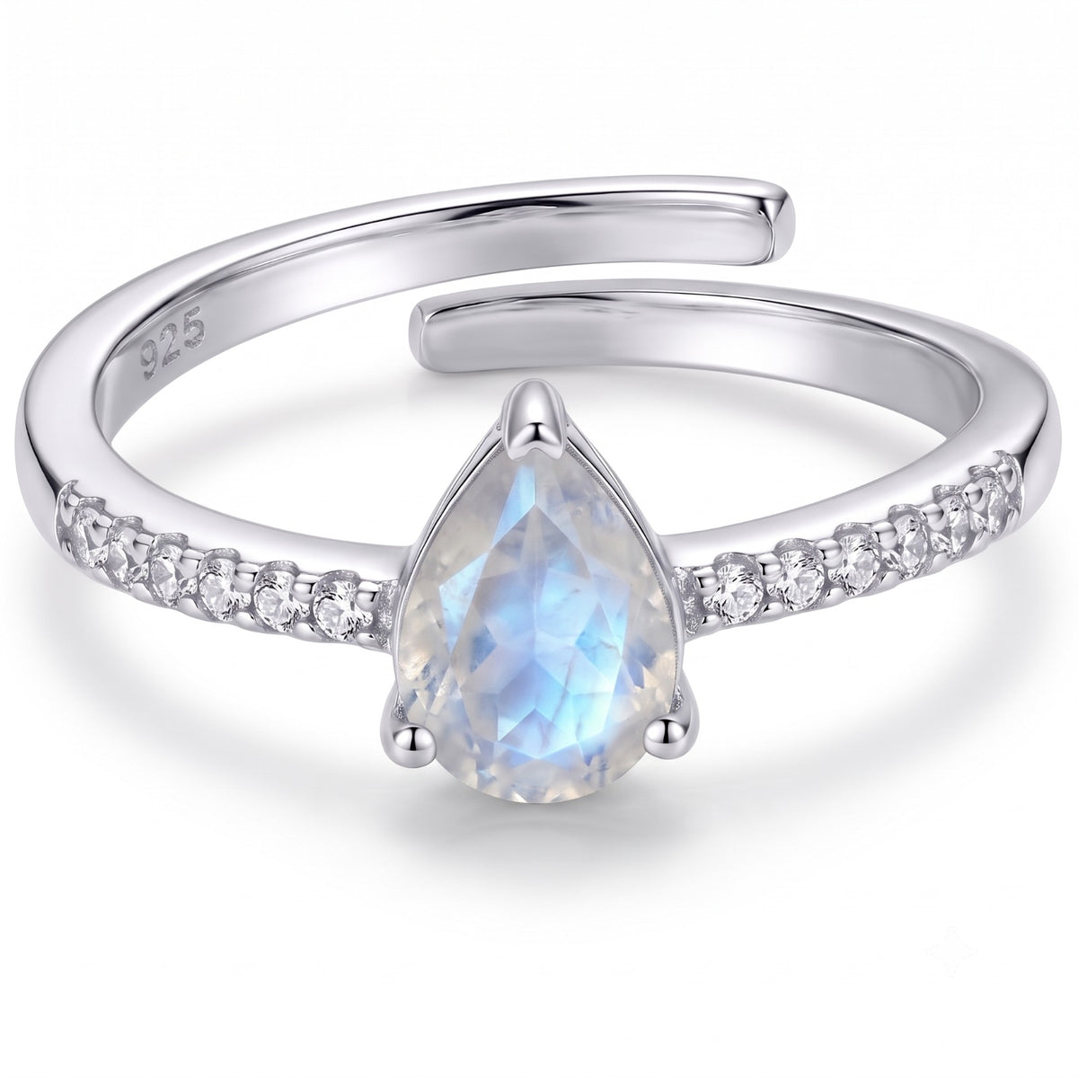 Natural Rainbow Moonstone Ring 925 Sterling Silver Women's Moonstone Ring