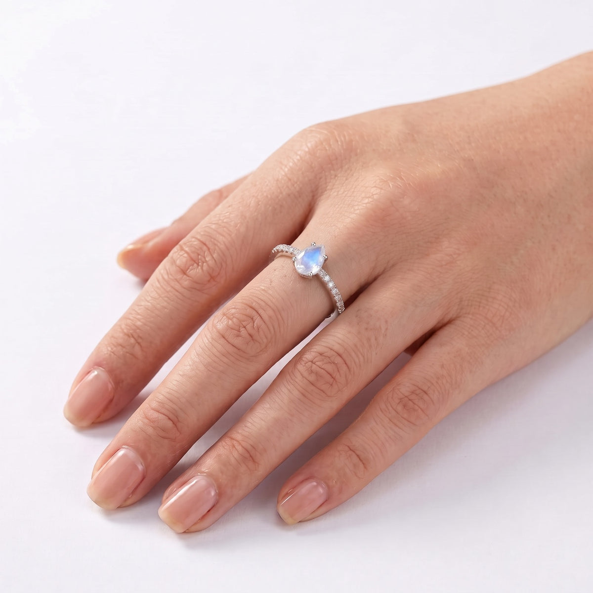Natural Rainbow Moonstone Ring 925 Sterling Silver Women's Moonstone Ring