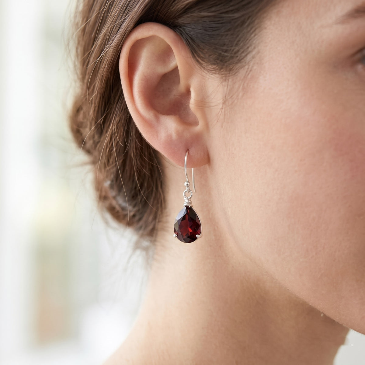 Natural Red Garnet Earrings 925 Sterling Silver Gemstone Jewelry Women's Garnet Earrings Birthstone Womens Jewelry Gift for Her