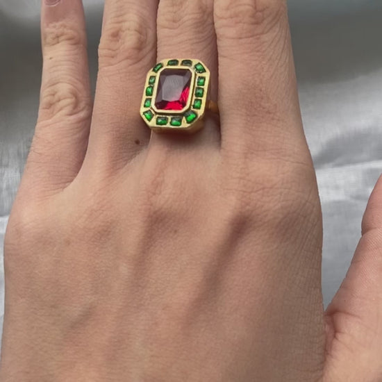 Whether you wear it for a wedding, festival like Diwali, Karva Chauth, or simply to connect with your heritage, this Rajputana-inspired silver ring is a precious investment in culture, spirituality, and sustainable luxury.

Perfectly styled with lehengas, sarees, Anarkali suits, and Indo-western outfits, this heritage polki silver ring is more than a jewel — it's a symbol of timeless elegance, divine tradition, and Jaipur’s everlasting legacy.