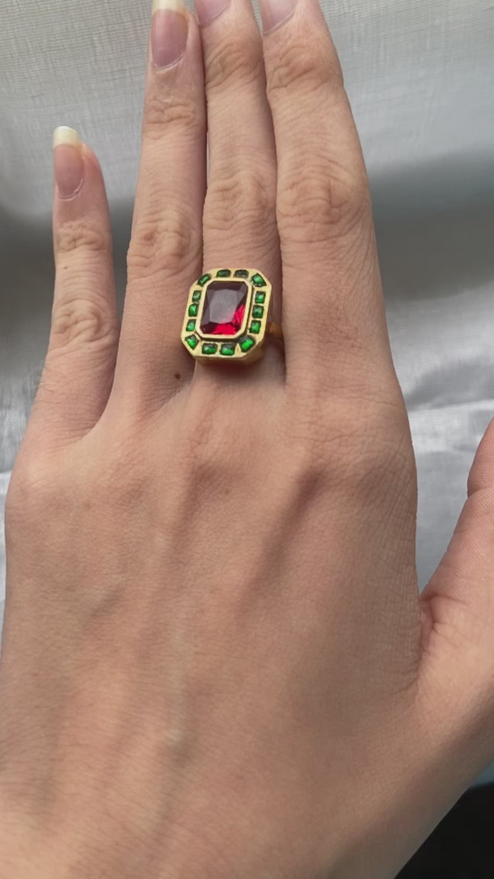 Whether you wear it for a wedding, festival like Diwali, Karva Chauth, or simply to connect with your heritage, this Rajputana-inspired silver ring is a precious investment in culture, spirituality, and sustainable luxury.

Perfectly styled with lehengas, sarees, Anarkali suits, and Indo-western outfits, this heritage polki silver ring is more than a jewel — it's a symbol of timeless elegance, divine tradition, and Jaipur’s everlasting legacy.