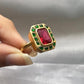 Adorned with vibrant red and green Polki stones, set meticulously in a luxurious silver base, it showcases intricate craftsmanship that makes it perfect for grand occasions like weddings, festivals, and family celebrations.

Crafted from certified 925 sterling silver and stamped for authenticity, this traditional Polki silver ring promises both quality and luxury. 