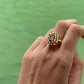 Add a regal charm to your jewelry collection with this beautifully handcrafted Red and Green Kundan Meena Polki Ring in 925 Sterling Silver. Finished with an opulent 22k gold plating, this piece captures the true essence of royal Indian heritage.