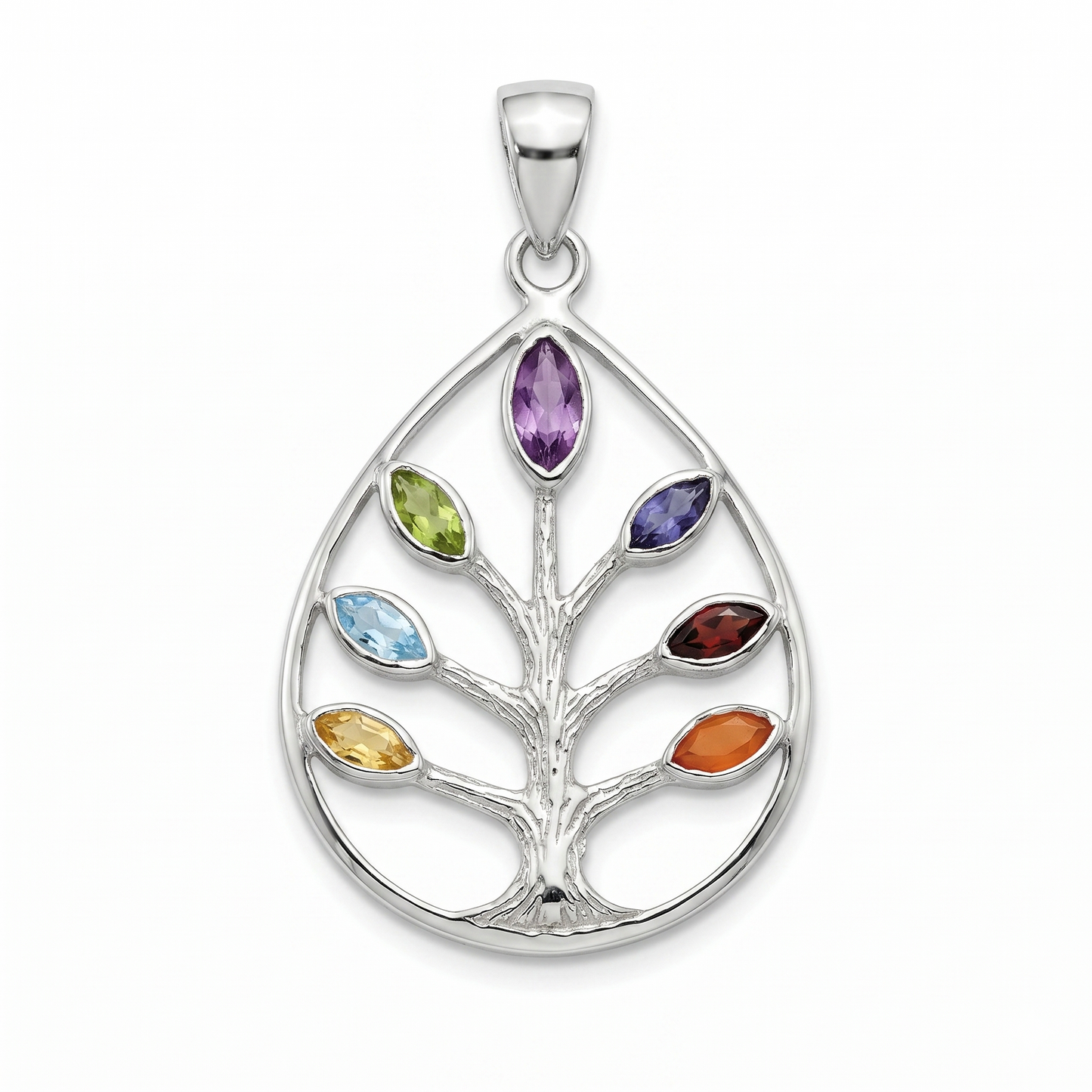 This elegant 925 sterling silver pendant is a masterful fusion of nature-inspired artistry and spiritual symbolism, designed to bring harmony and style to anyone who wears it. The classic teardrop shape, representing emotional purification and the life-giving nature of water, frames a beautifully detailed Tree of Life. With its roots grounding into the earth and branches reaching upward, the tree serves as a timeless emblem of personal growth, resilience, and interconnectedness.Crafted from durable, 