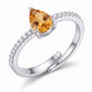 Natural Citrine Ring 925 Sterling Silver Women's Citrine Ring Adjustable Eternity Band