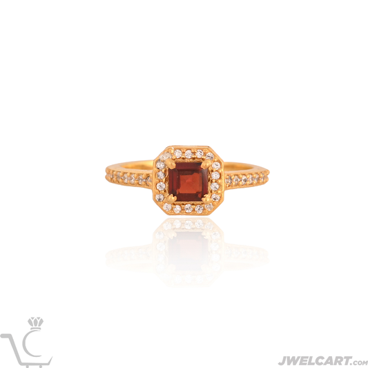 garnet stone 22k gold plated silver ring jwelcart.com