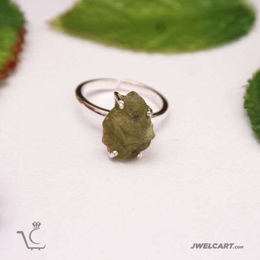 rough peridot silver ring Jwelcart.com