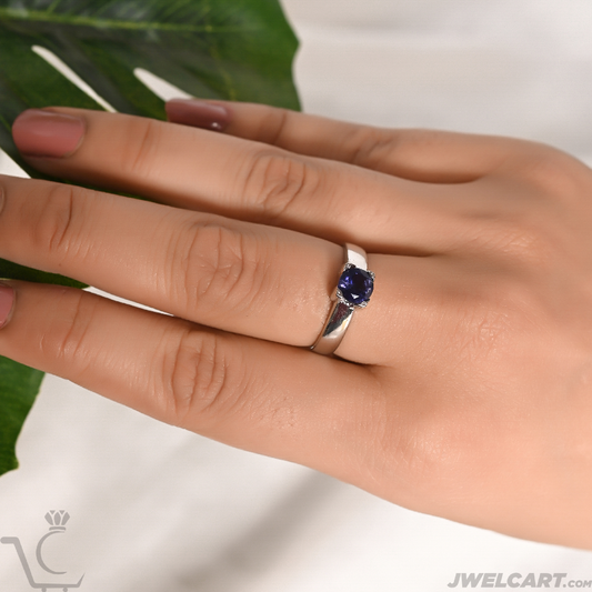 iolite solitaire silver ring jwelcart.com 